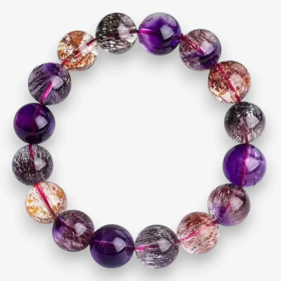 Dainty, Feminine Bracelet featuring Natural Super Seven Crystal and Larimar