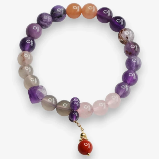 Natural "Nine Purple" Period 9 Multi-Gemstone Bracelet, Symbol of Fire Element Harmony & Good Fortune
