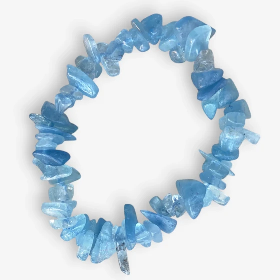 Natural "Icy" Aquamarine Chip Bracelet, Raw Crystal Jewelry, Symbol of Calm & Clear Communication