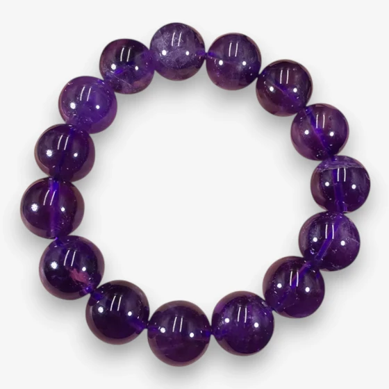 Collector's Grade Uruguayan Amethyst Bracelet Deep Violet  Symbol of Clarity & Tranquility