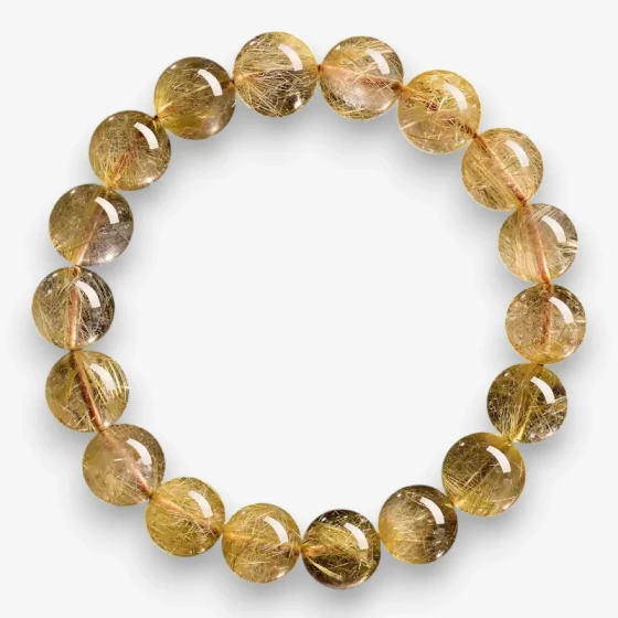Natural Raw Gold Rutilated Quartz Bracelet symbol of 'Wealth Manifestation' & 'Personal Power