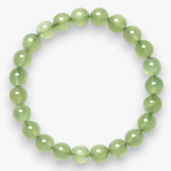 Collector-Grade 'Icy' Translucent Natural Green Prehnite Bead Bracelet for Women
