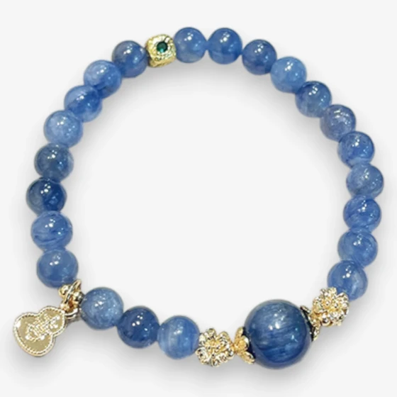 Natural Kyanite "Gourd" Bracelet, 'Stellar Blue' Niche Jewelry, Symbol of Clarity & Good Fortune