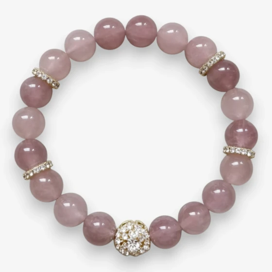 Natural Rose Quartz Bracelet, Simple Sweet Dainty Jewelry, Symbol of Unconditional Love & Heart Chakra