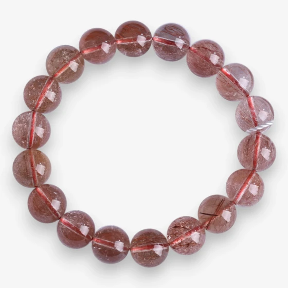 Natural Red Rutilated Quartz Bracelet, AAA Grade 'Clear Body', Symbol of Vitality, Passion & Power