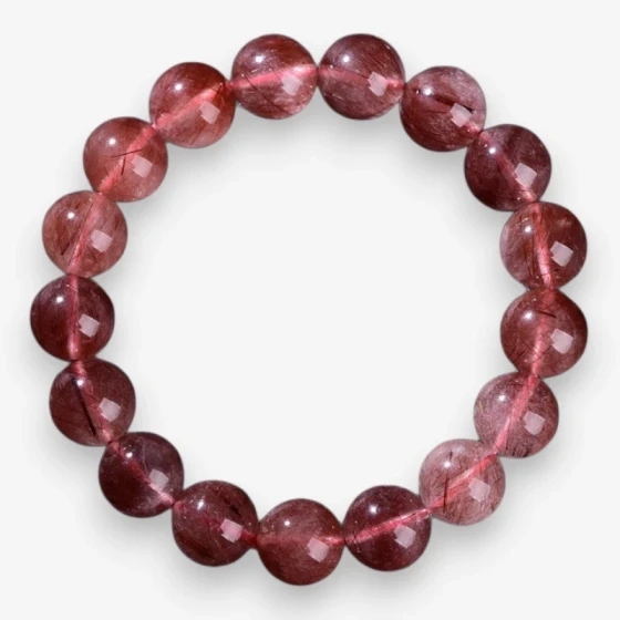 Natural Red Rutilated Quartz Bracelet, AAA Grade 'Clear Body', Symbol of Vitality, Passion & Power