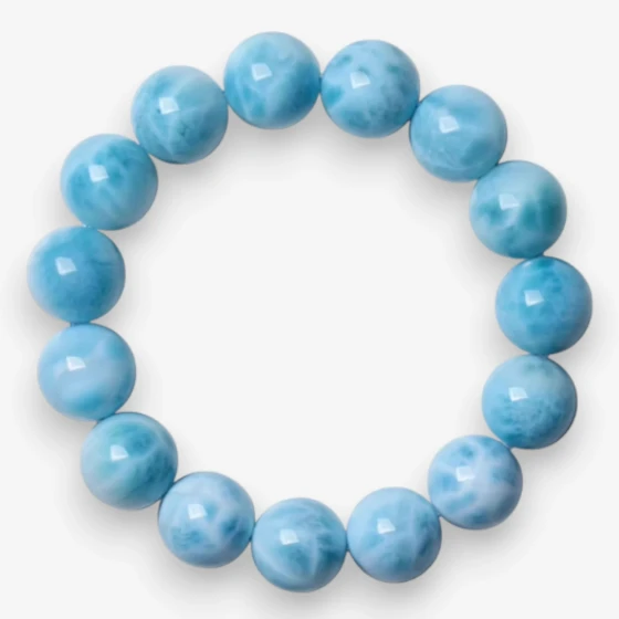 Natural Dominican Larimar Women's Bracelet, featuring a 'Full Turtleback' pattern