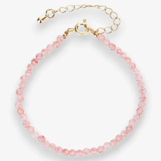 Natural Strawberry Quartz Bracelet, Sweet Summer Jewelry, Symbol of Joy & Positive Vibes