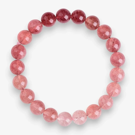 Natural "Ombré" Strawberry Quartz Bracelet, Pink & Green Crystal, Symbol of Joy & Heart Chakra