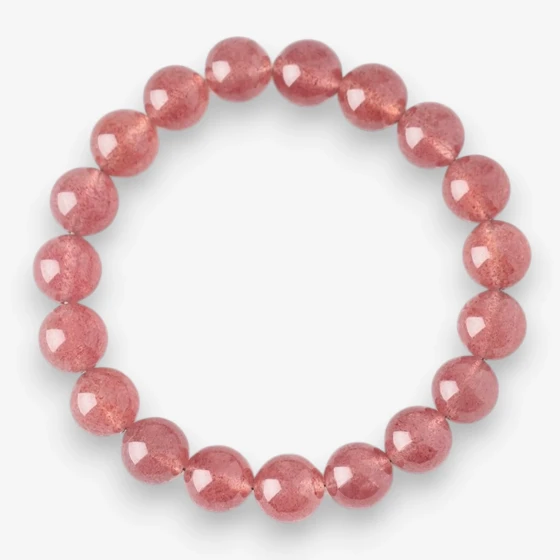Natural 'Pigeon Blood' Strawberry Quartz Bracelet for Women, 'Ice Grade' Jewelry symbol of Joy & Positive Vibes