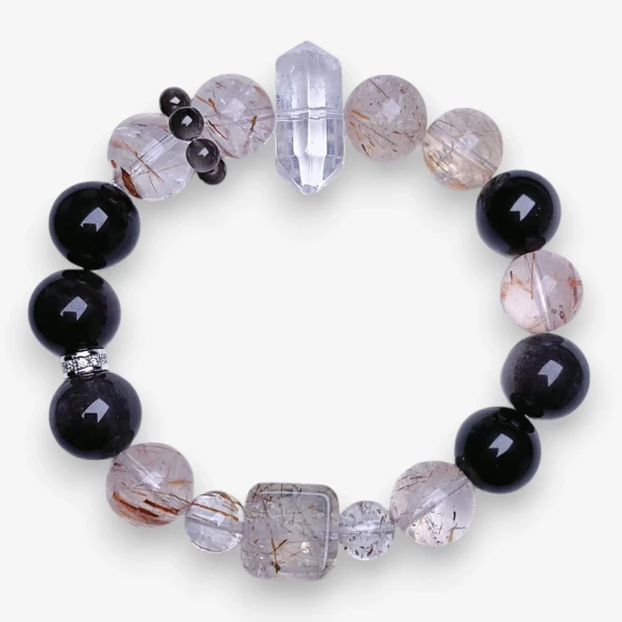 Natural "Black Gold" Super Seven Bracelet, High Vibration Crystal, Symbol of Spiritual Synergy
