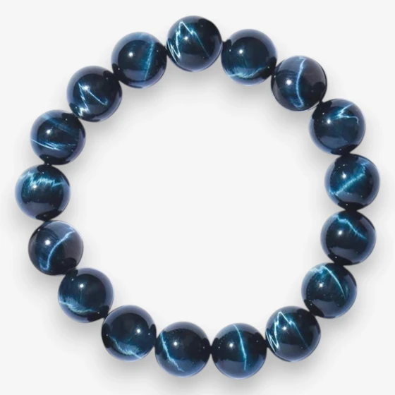 Natural Blue Tiger's Eye (Hawk's Eye) Bracelet, Unisex, symbol of Calm, Clarity & Throat Chakra