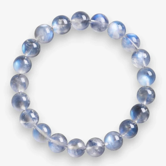 Natural 'Creamy' Rainbow Moonstone Bracelet with Blue Flash, Jewelry symbol of 'New Beginnings' & 'Divine Feminine Energy